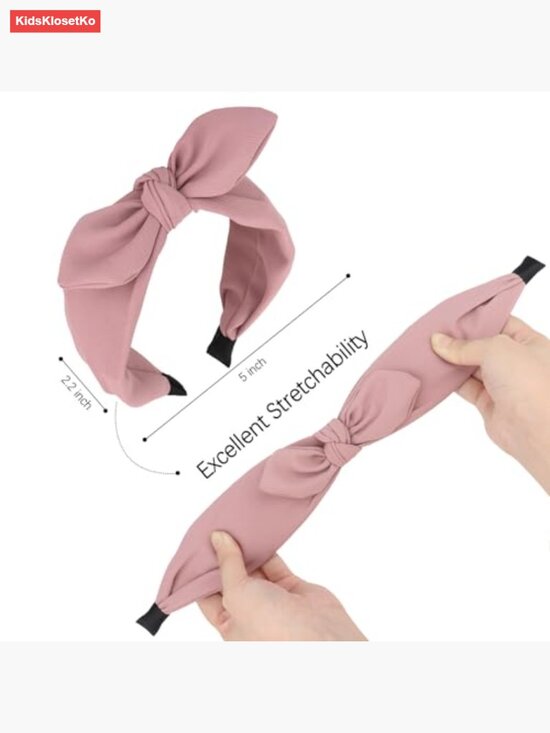 Wide Knotted Bow Headband for Women - 6 Pack Wire Rim Bow Hair Band main image 6